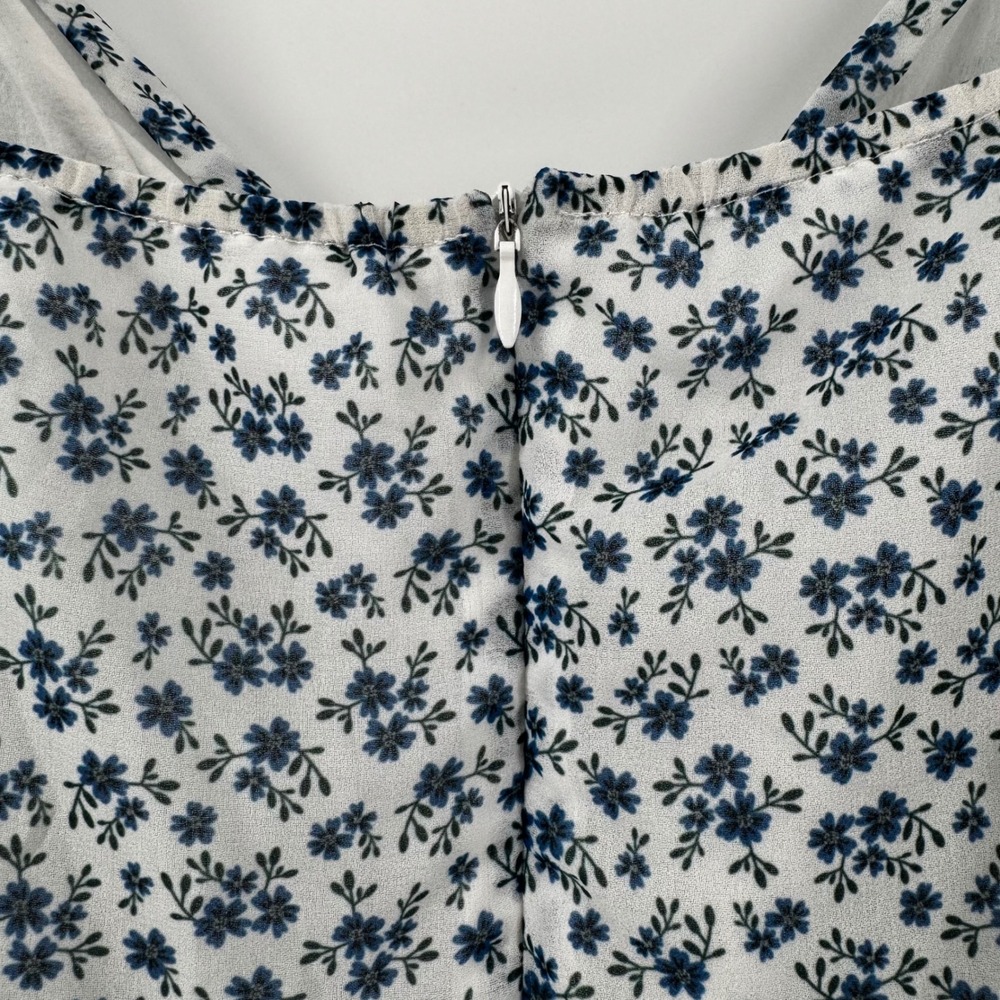 Her Empire Y2K Blue White Floral Mini Dress Size Large Boho Babydoll Cottagecore - Picture 5 of 11